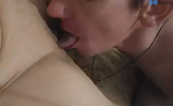 Brunette Sucks On MILFs Wet Pussy
