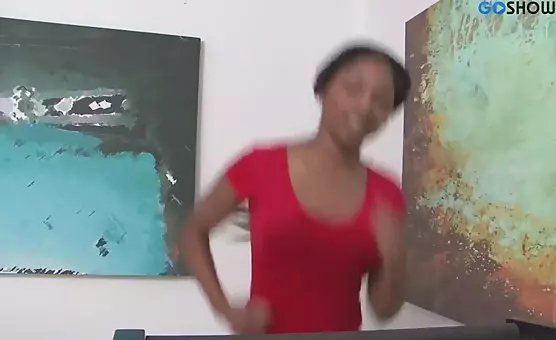 The muscular maiden, skillfully coached by her darkskinned instructor, revels in sensual delights